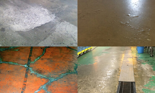 床の劣化により作業員がケガをしたり、商品が傷つくことがある