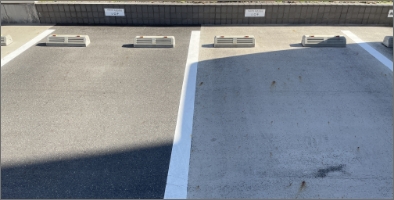 SDGs勉強中の中学生が社会科見学でシロキコーポレーションに訪問した際に温度差を体感したミラクールロード未塗装と塗装済みの駐車場