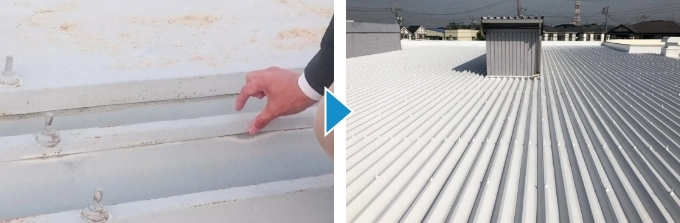 積雪による雨漏りトラブルを解消した屋根